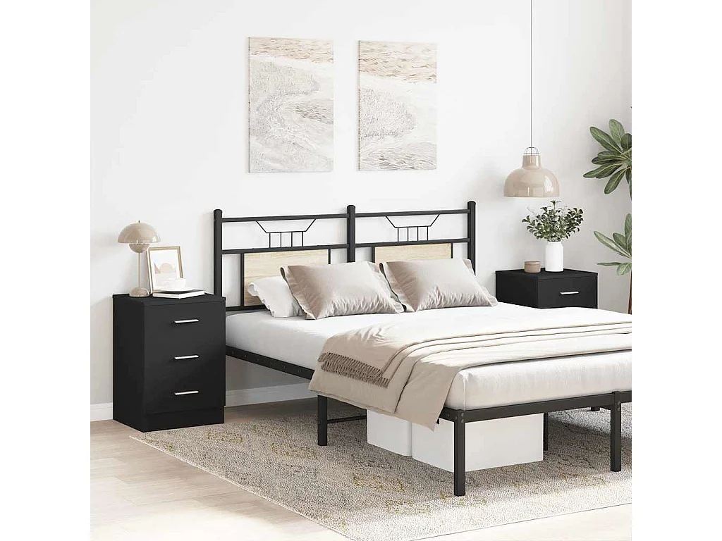 Tables de chevet 2 pcs Noir 38x35x56 cm Bois d'ingénierie