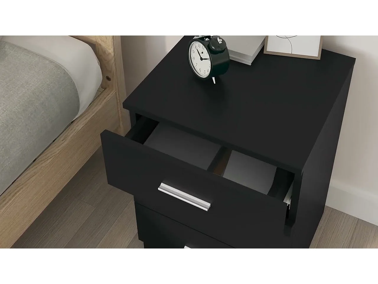 Nachtkastjes 2 st 38x35x56 cm bewerkt hout zwart