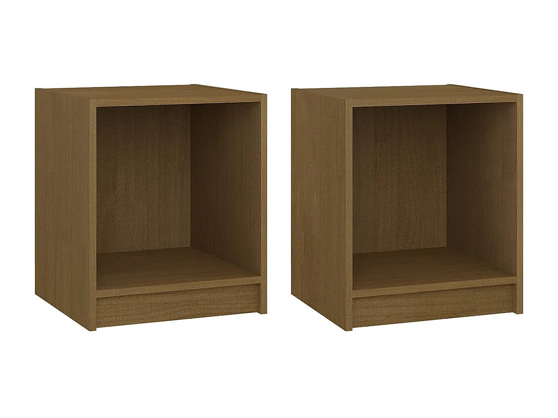 Tables de chevet 2 pcs Marron miel 35,5x33,5x41,5 cm Pin massif