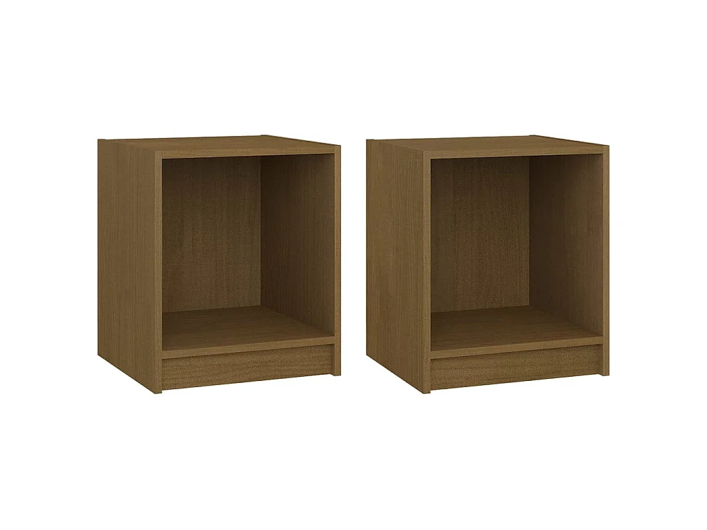 Tables de chevet 2 pcs Marron miel 35,5x33,5x41,5 cm Pin massif
