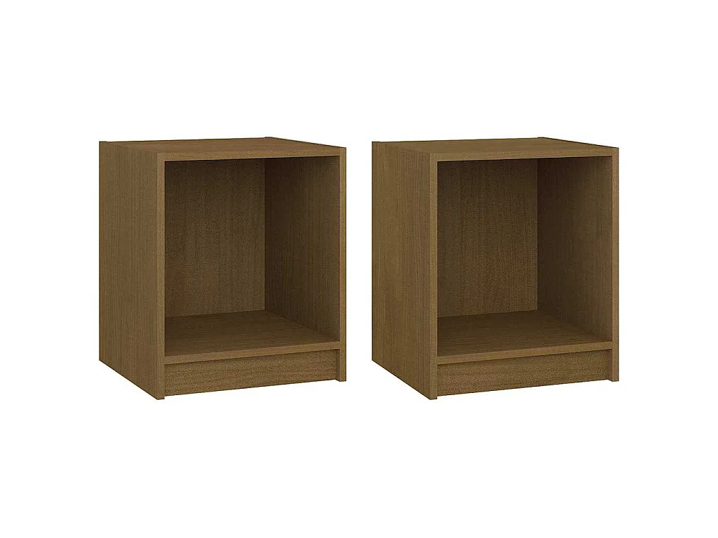 Tables de chevet 2 pcs Marron miel 35,5x33,5x41,5 cm Pin massif