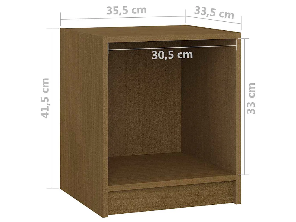 Tables de chevet 2 pcs Marron miel 35,5x33,5x41,5 cm Pin massif