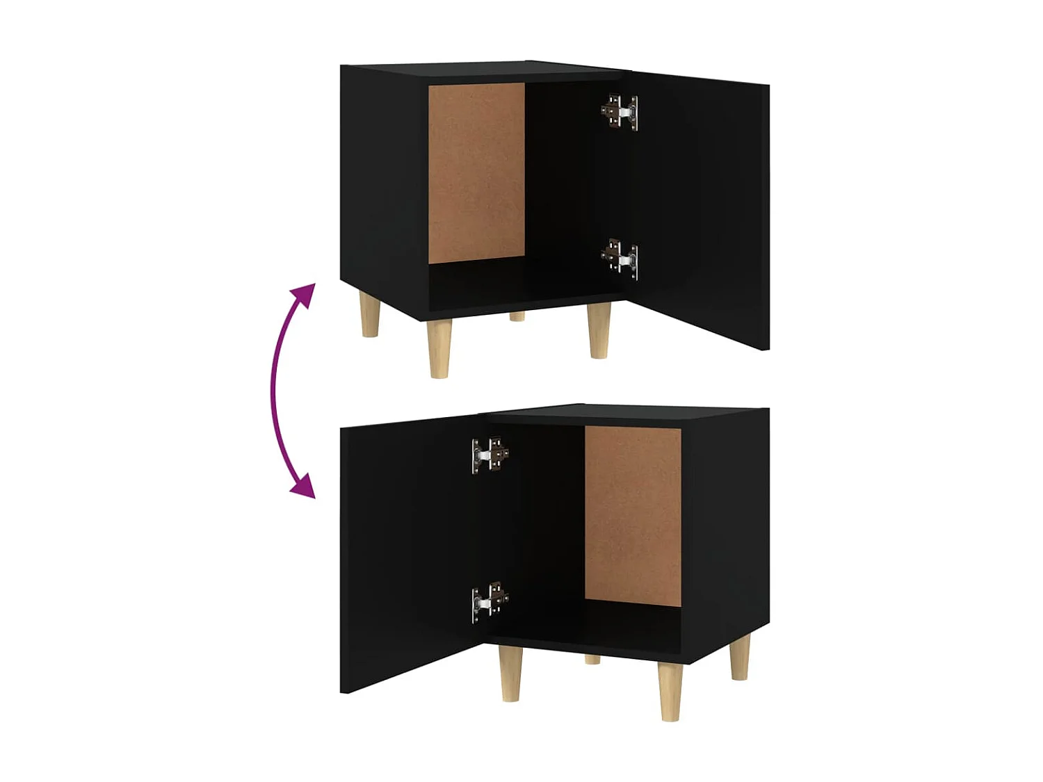 Table de chevet Noir Bois d'ingénierie