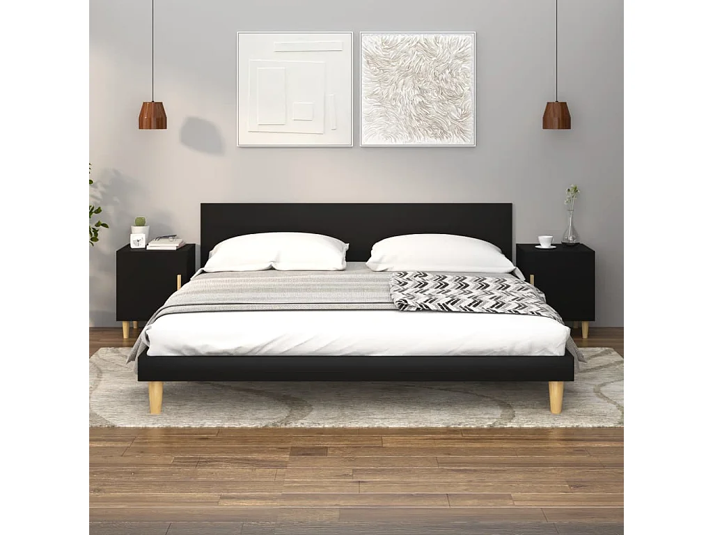 Table de chevet Noir Bois d'ingénierie