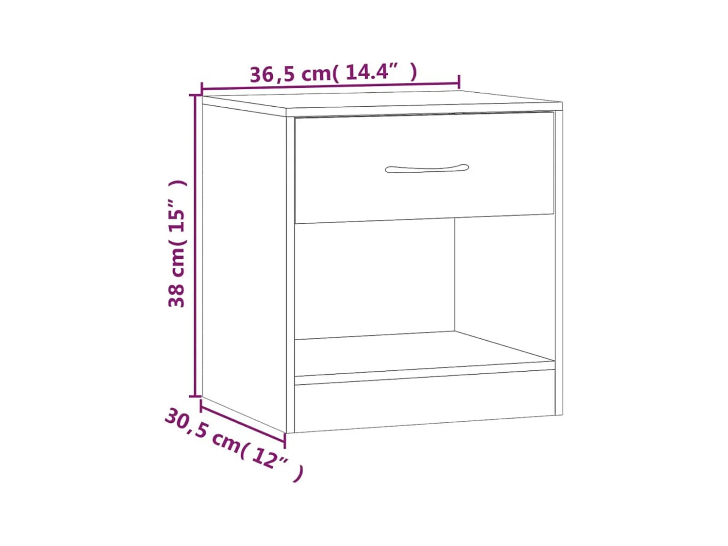 Nachtkastje met lade eikenkleur 2 st
