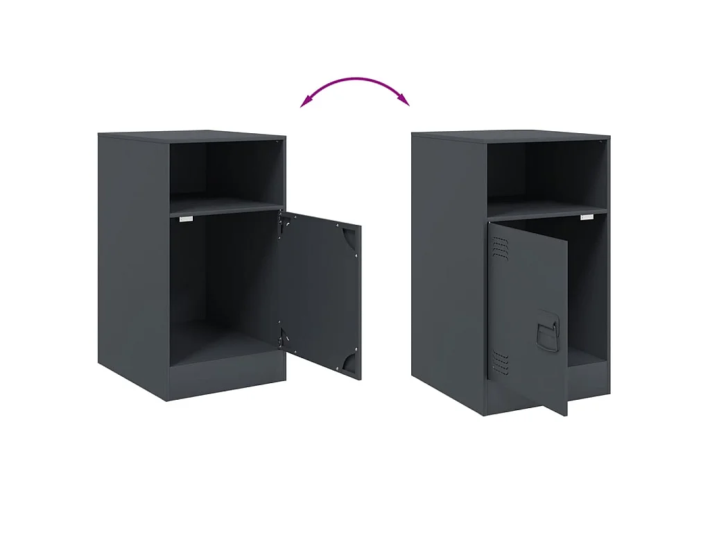 Comodino Antracite 34,5x39x62 cm in Acciaio