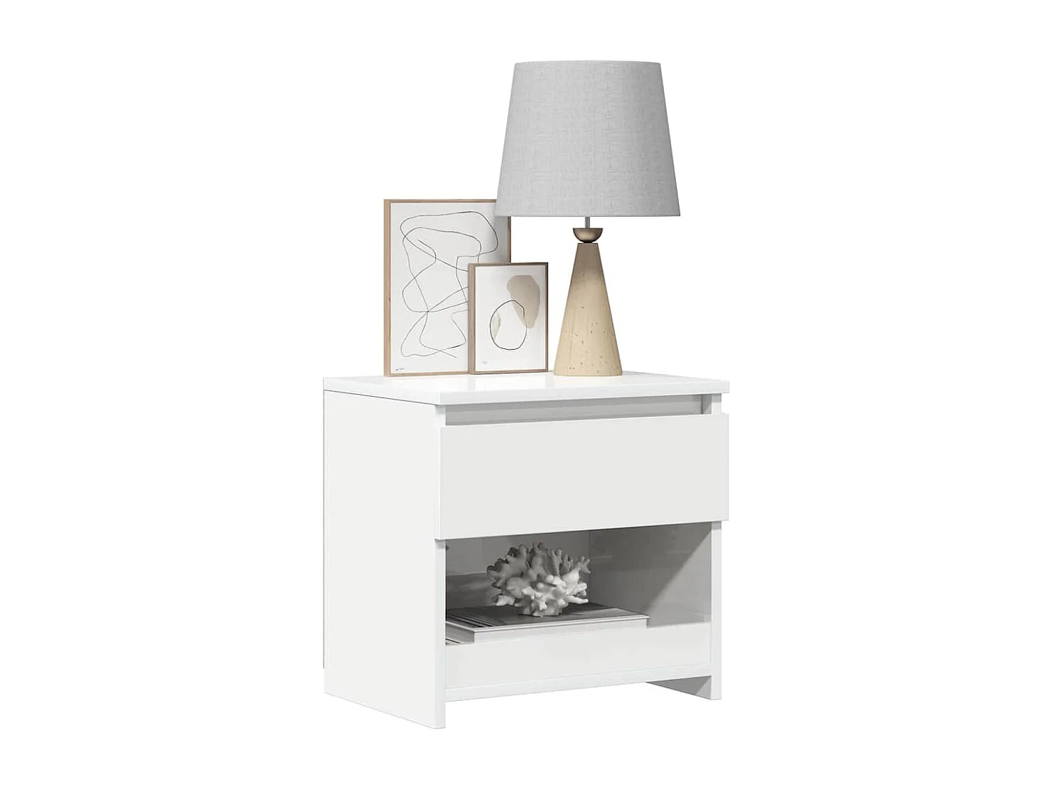 Tables de chevet 2 pcs Blanc brillant 40x30x39 cm Aggloméré