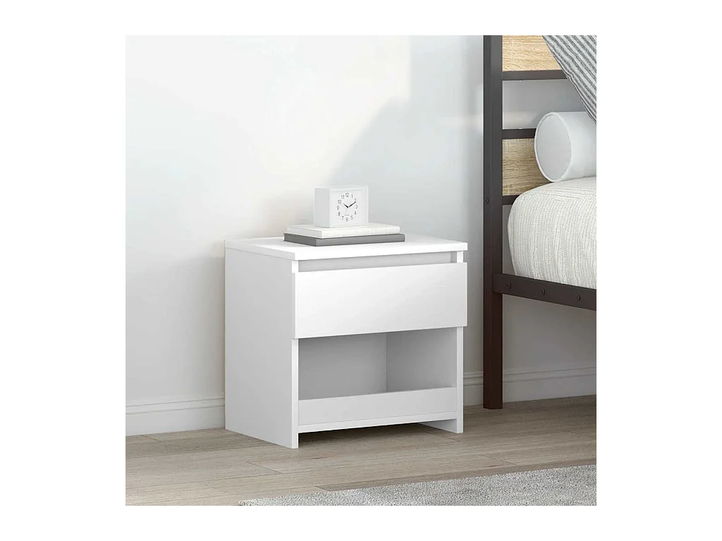 Tables de chevet 2 pcs Blanc brillant 40x30x39 cm Aggloméré