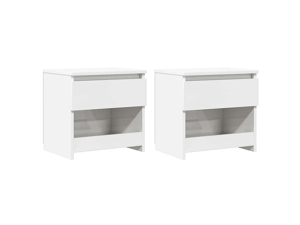 Tables de chevet 2 pcs Blanc brillant 40x30x39 cm Aggloméré