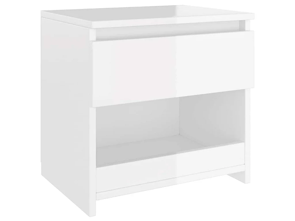 Tables de chevet 2 pcs Blanc brillant 40x30x39 cm Aggloméré