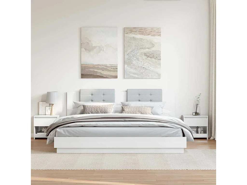 Mesas de cabeceira 2 pcs 40x30x39 cm contrapl. branco brilhante
