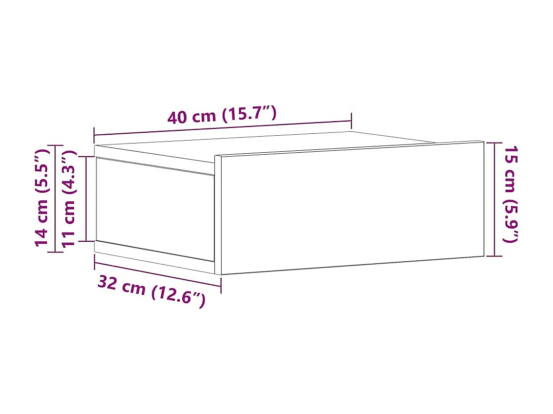 Tables de chevet flottantes 2 pcs Noir 40x30x15 cm