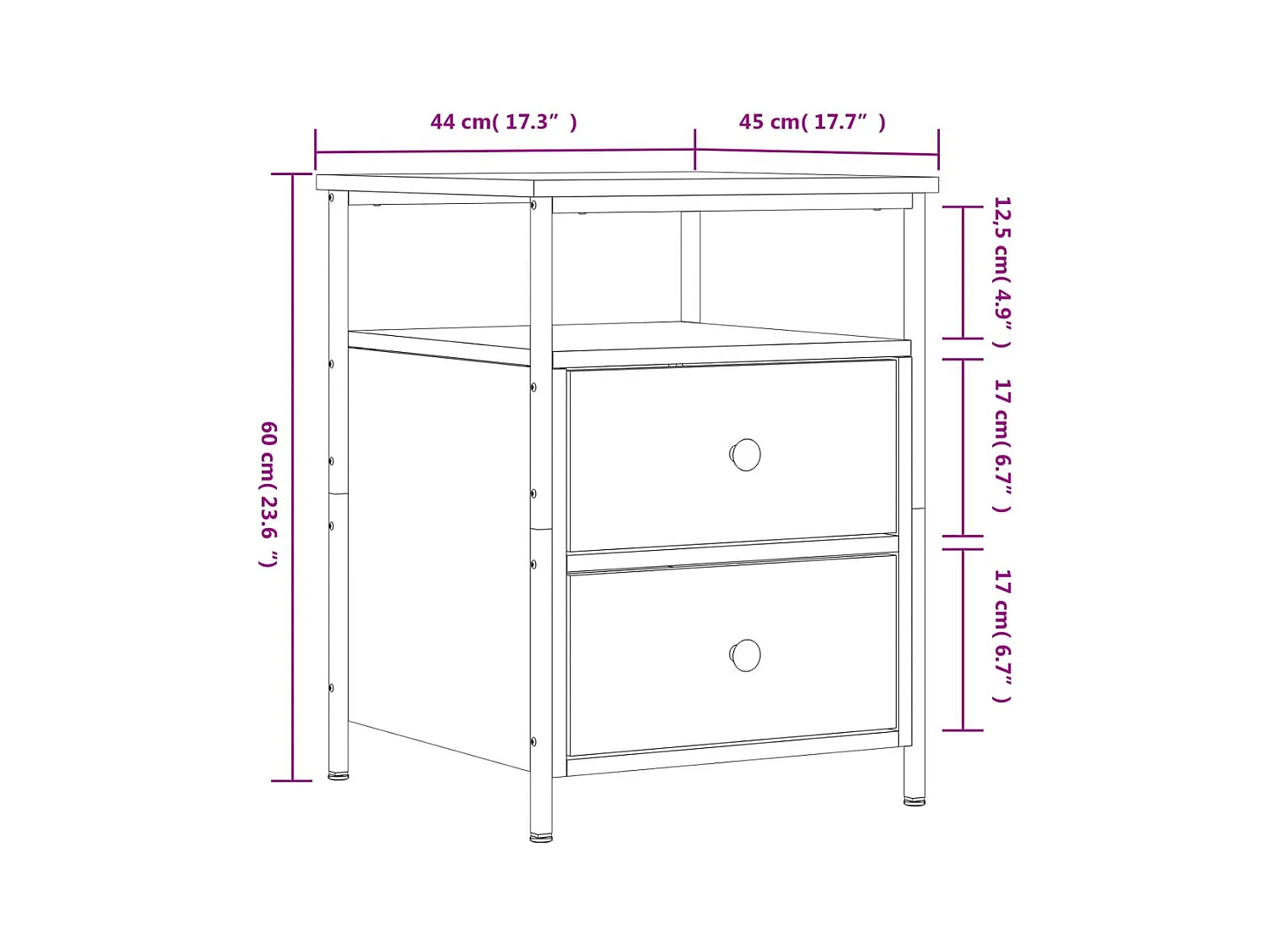 Tables de chevet 2 pcs chêne marron 44x45x60 cm bois ingénierie