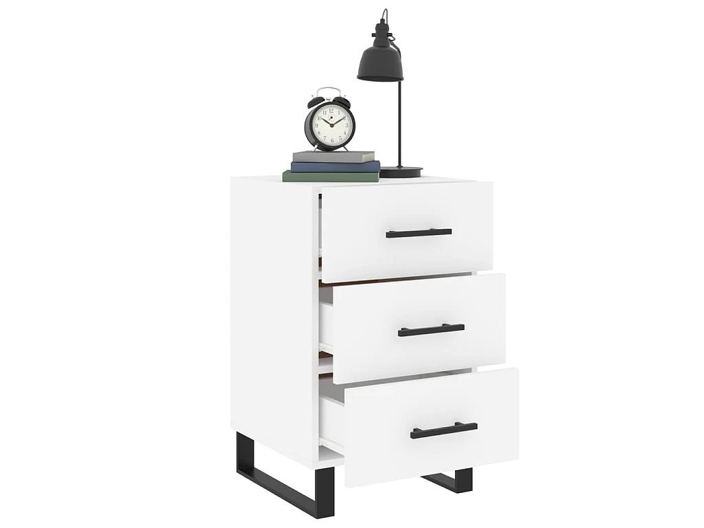 Comodino Bianco 40x40x66 cm in Legno Multistrato