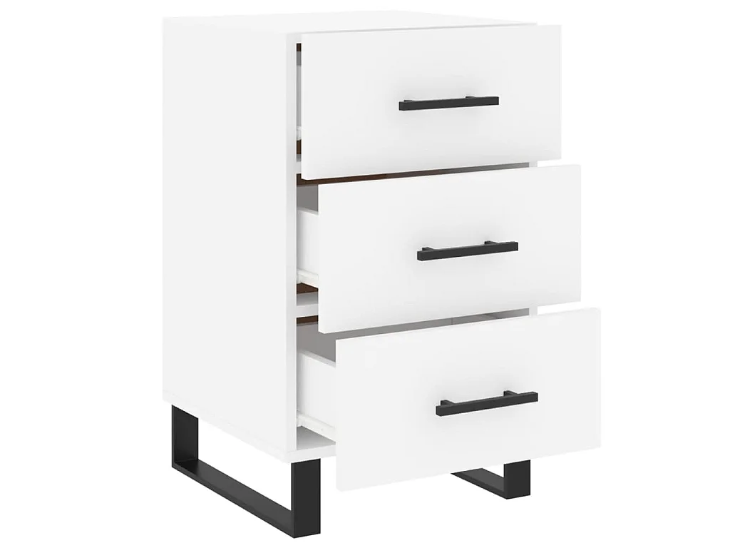 Comodino Bianco 40x40x66 cm in Legno Multistrato