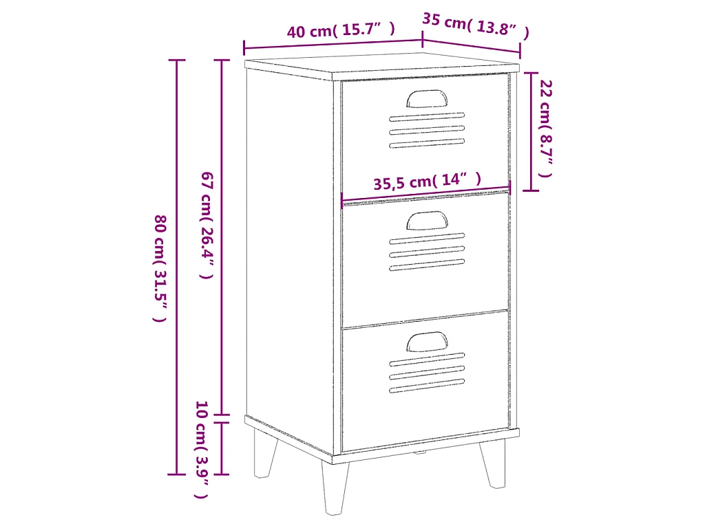 Table de chevet VIKEN gris anthracite bois d'ingénierie