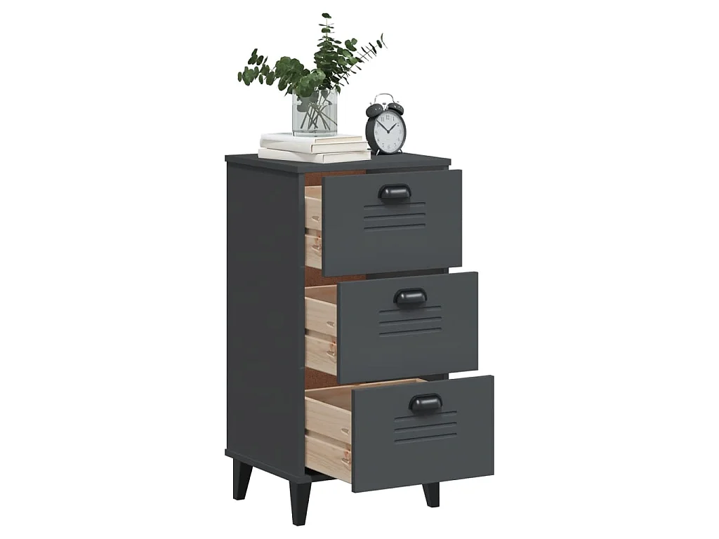 Table de chevet VIKEN gris anthracite bois d'ingénierie