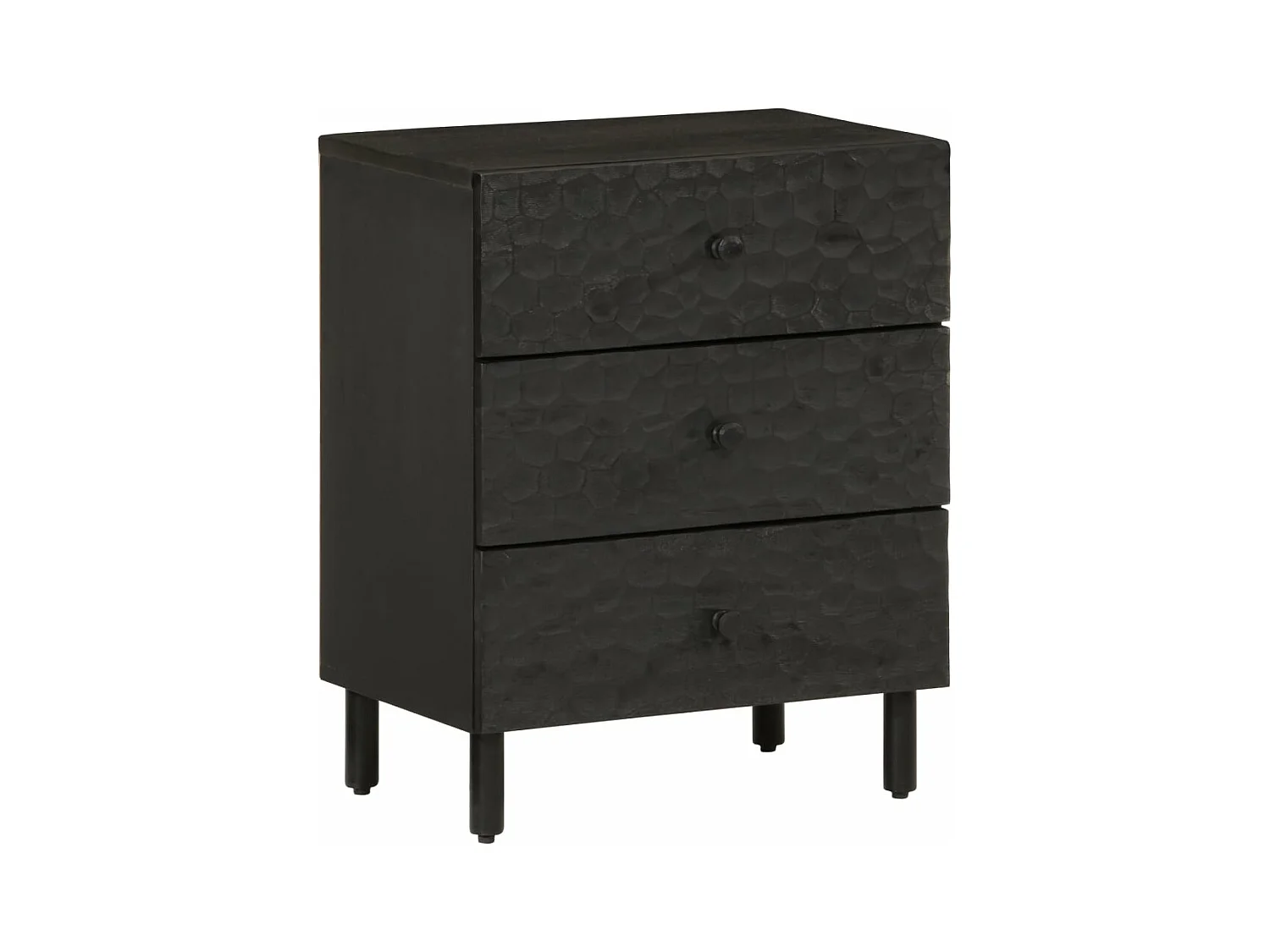 Nachttisch Schwarz 50x33x60 cm Massivholz Mango