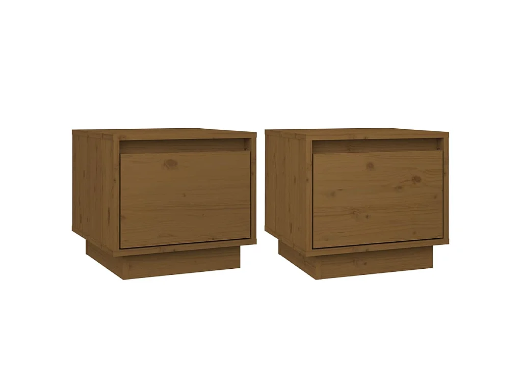 Tables de chevet 2pcs Marron miel 35x34x32cm Bois de pin solide