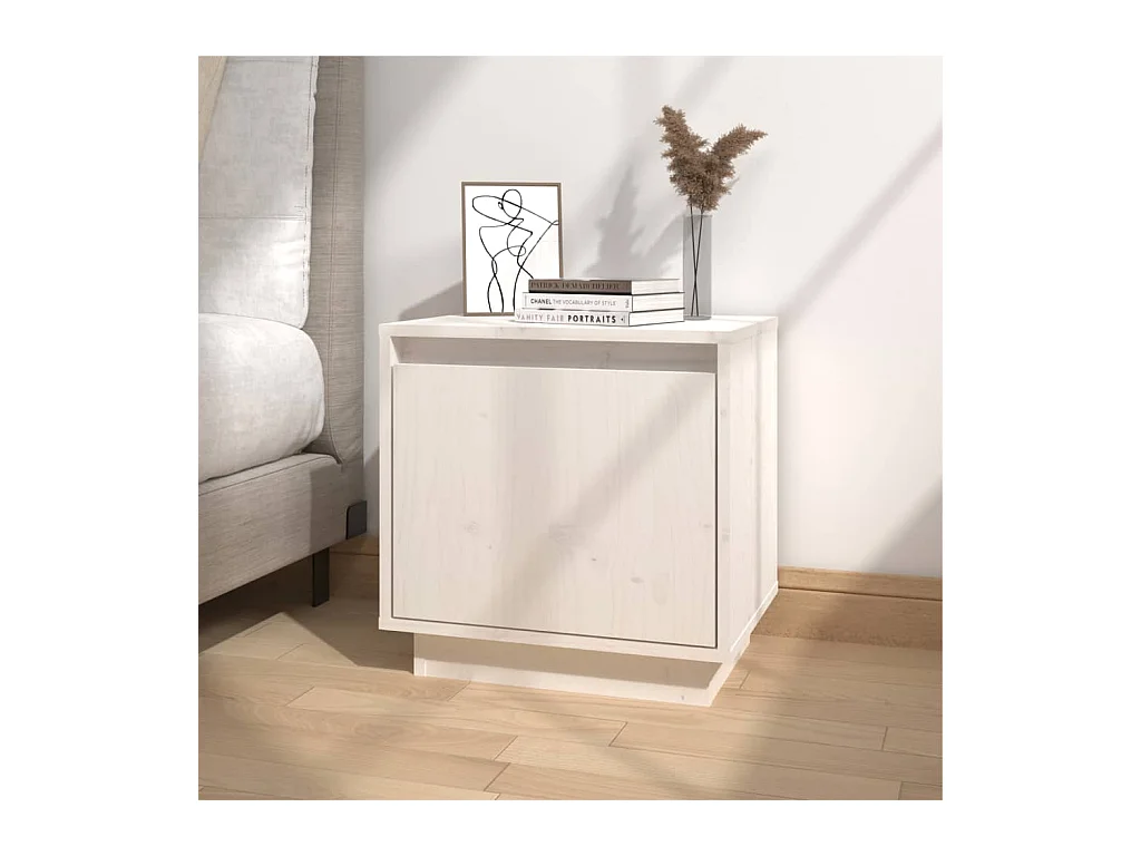 Table de chevet Blanc 40x30x40 cm Bois de pin solide