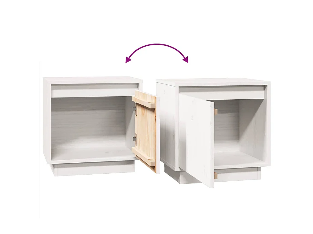 Table de chevet Blanc 40x30x40 cm Bois de pin solide