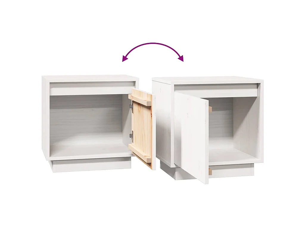 Table de chevet Blanc 40x30x40 cm Bois de pin solide