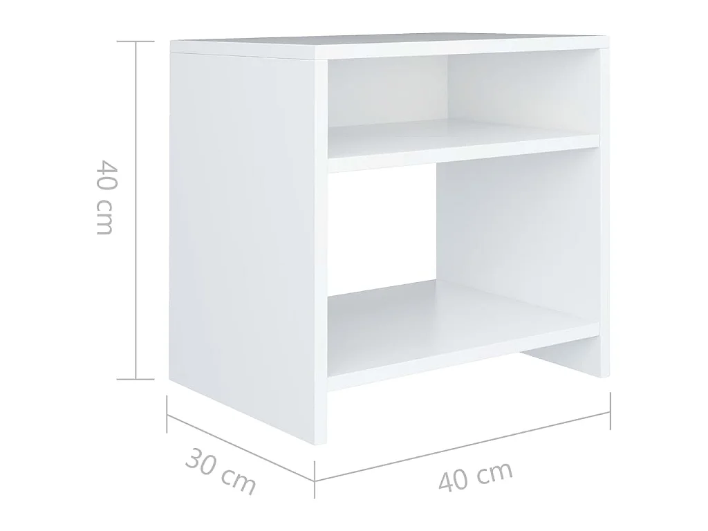 Mesitas de noche 2 uds madera contrachapada blanco 40x30x40 cm