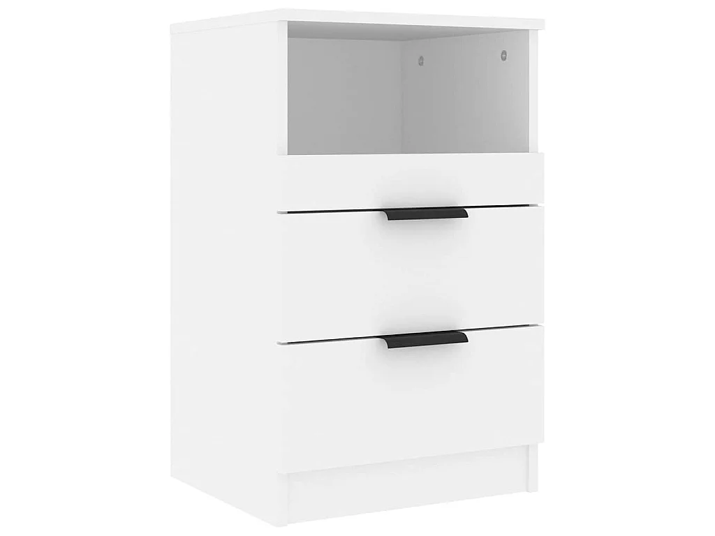 Tables de chevet 2 pcs Blanc Bois d'ingénierie