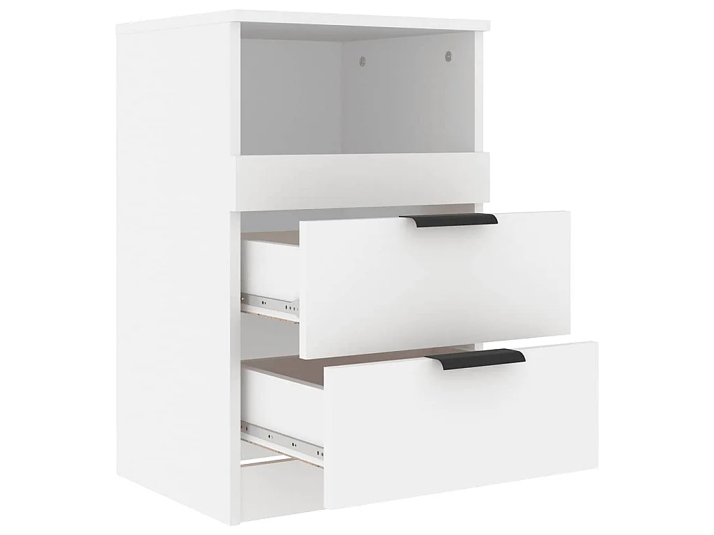 Tables de chevet 2 pcs Blanc Bois d'ingénierie