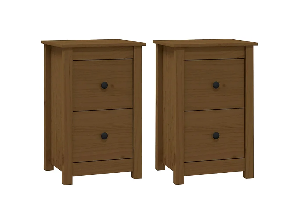 Nachttische 2 Stk. Honigbraun 40x35x61,5 cm Massivholz Kiefer