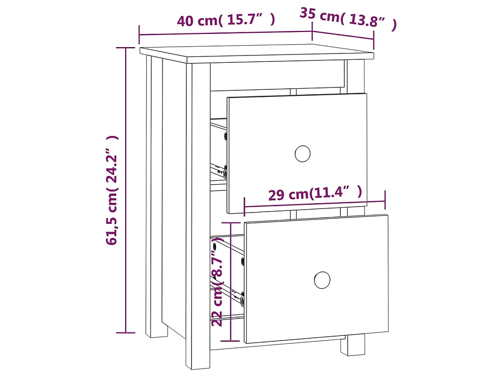 Nachttische 2 Stk. Honigbraun 40x35x61,5 cm Massivholz Kiefer
