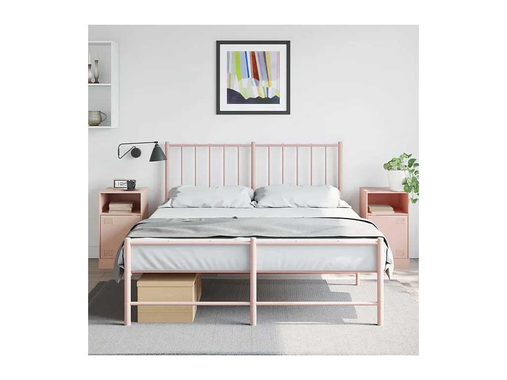 Tables de chevet 2 pcs rose 34,5x39x62 cm acier