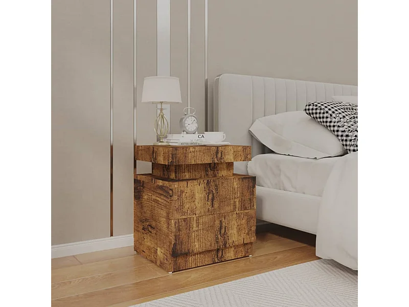 Table de chevet chêne fumé 45x35x52 cm Bois d'ingénierie