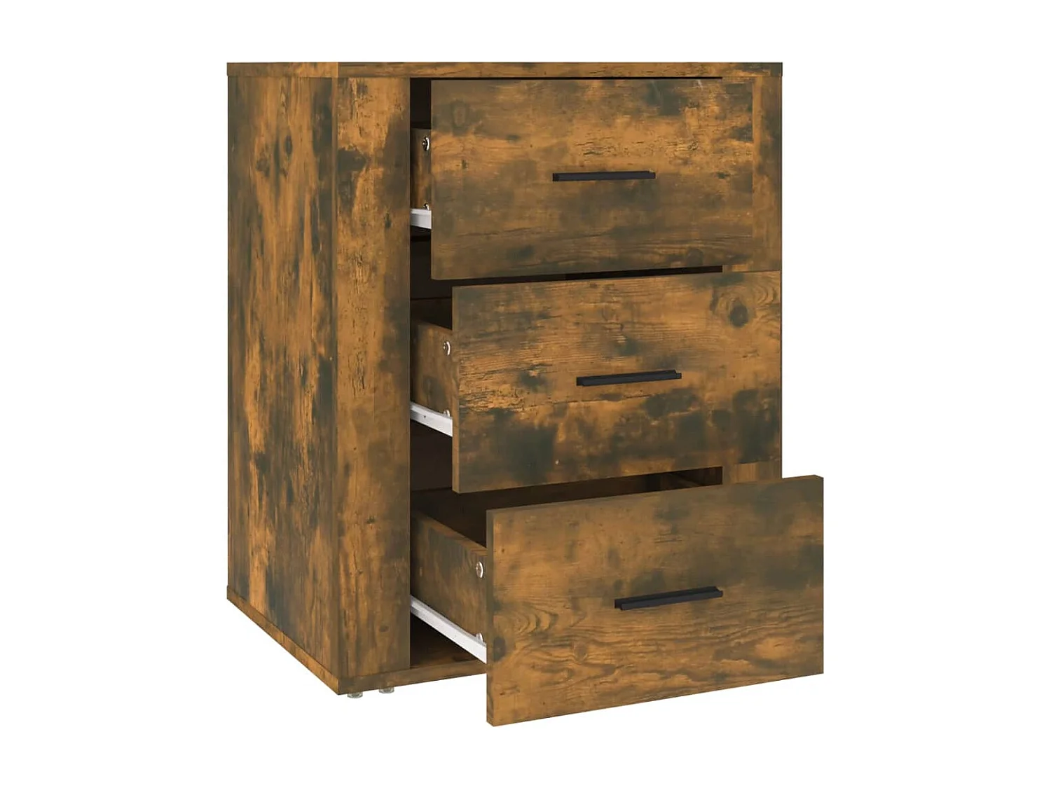 Nachtkastje 50x36x60 cm bewerkt hout gerookt eikenkleurig