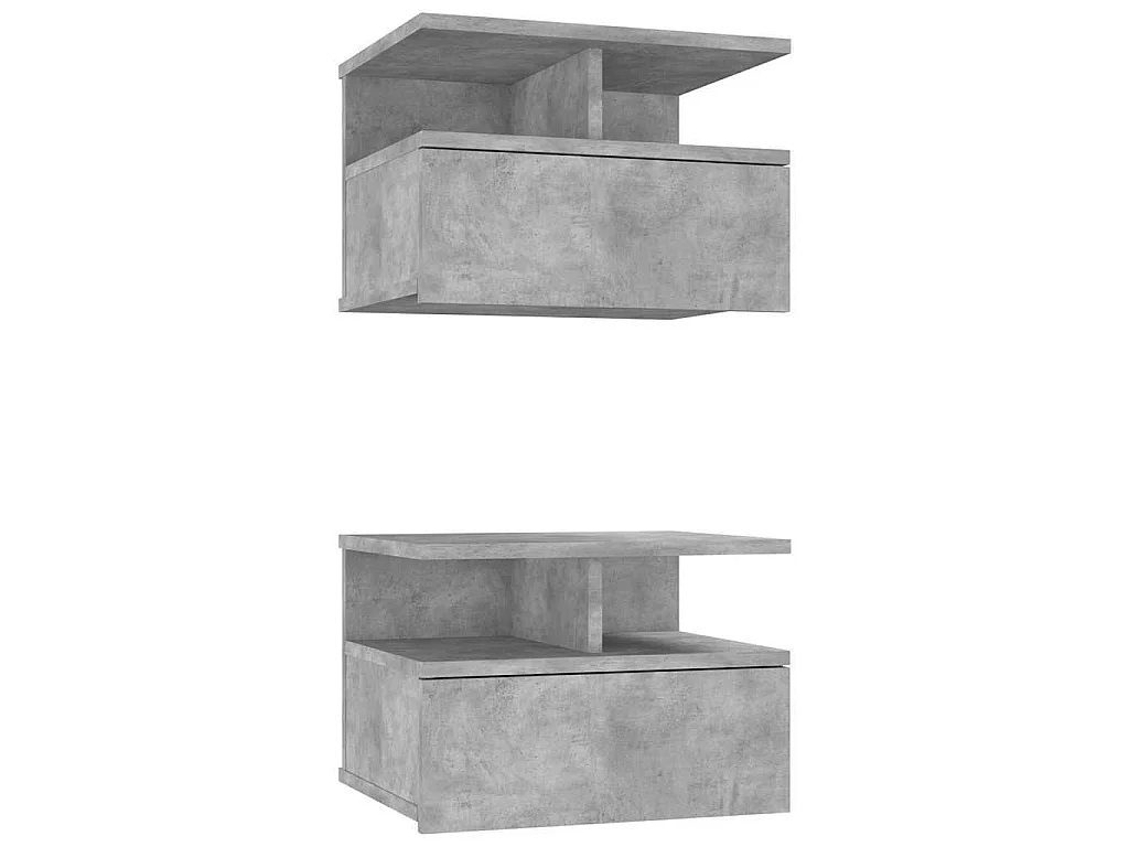 Comodini Pensili 2pz Grigio Cemento 40x31x27cm in Multistrato