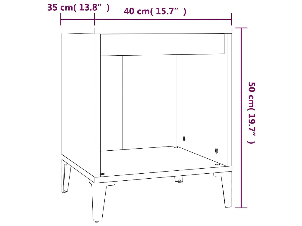Table de chevet Blanc 40x35x50 cm