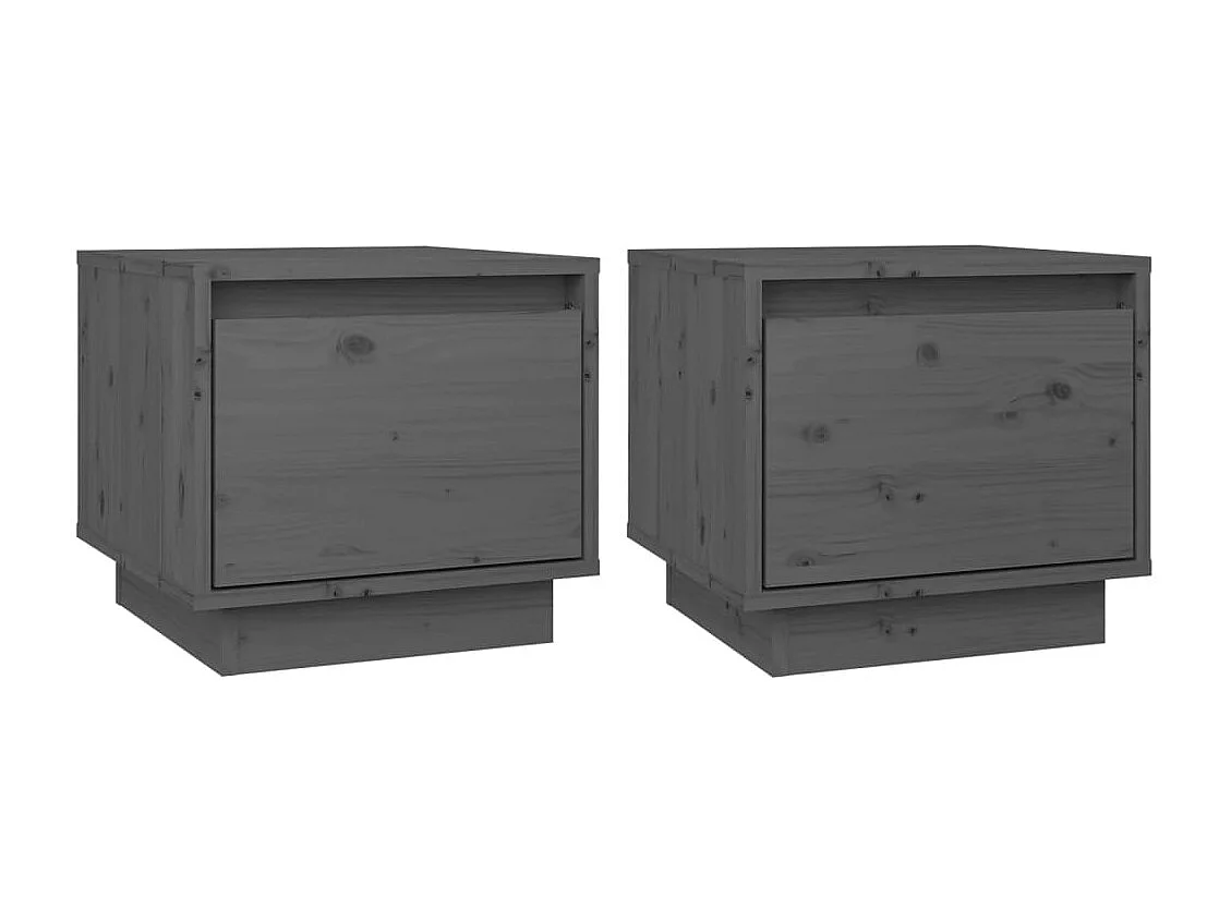 Tables de chevet 2 pcs Gris 35x34x32 cm Bois de pin solide