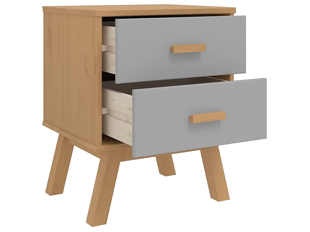 Nachttisch OLDEN Grau und Braun Massivholz Kiefer