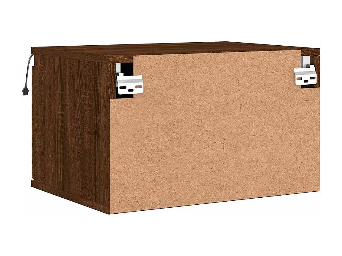 Mesa de cabeceira de parede com luzes LED carvalho castanho