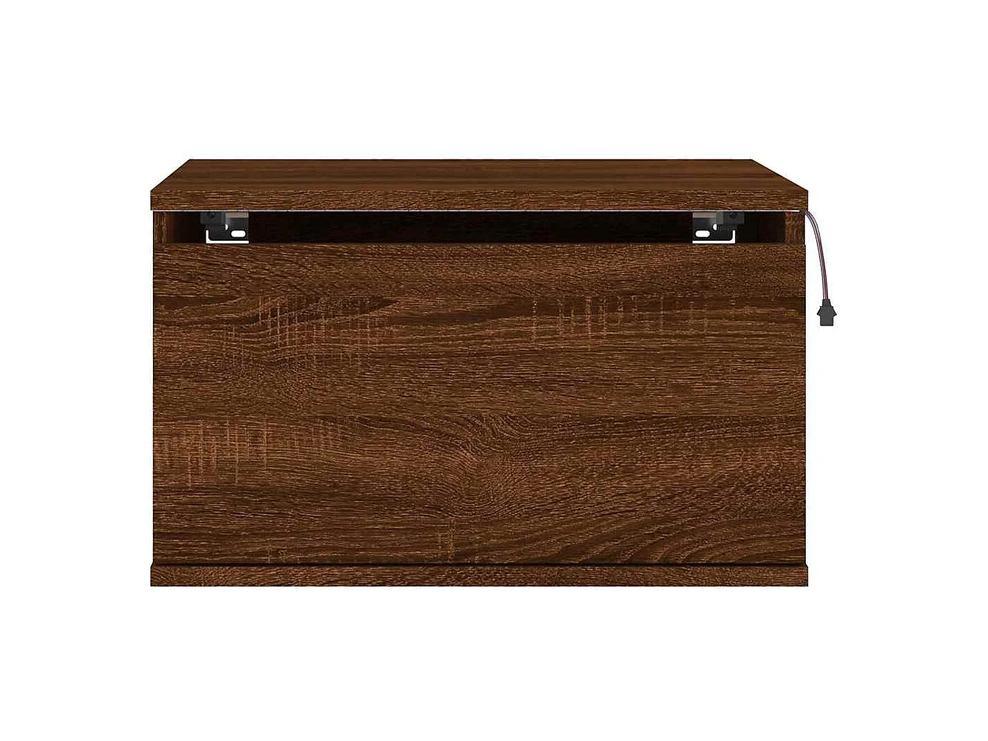 Table de chevet murale avec lumières LED chêne marron