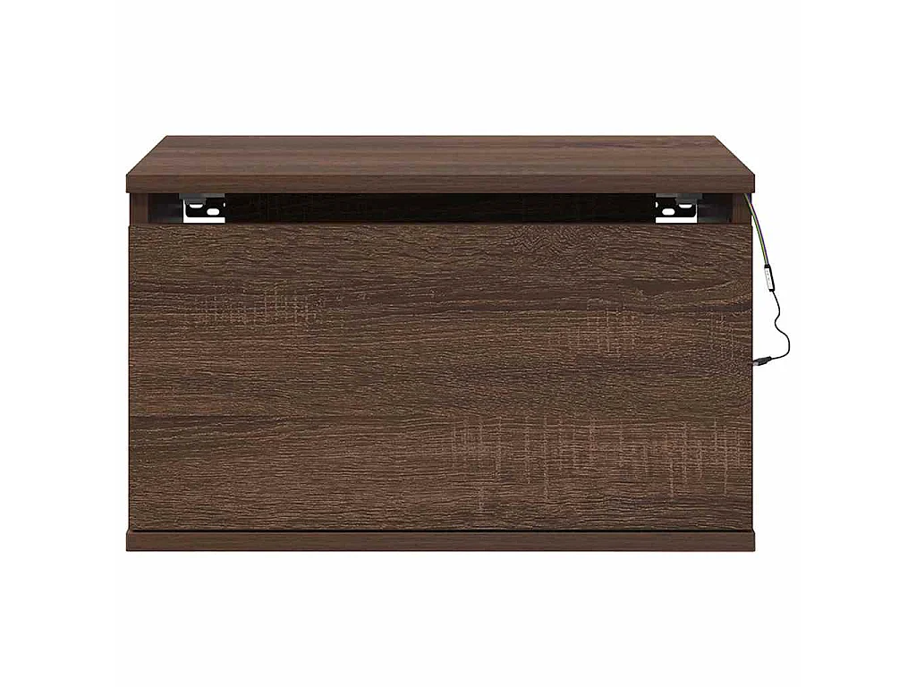 Comodino a Parete con luci LED Rovere Marrone