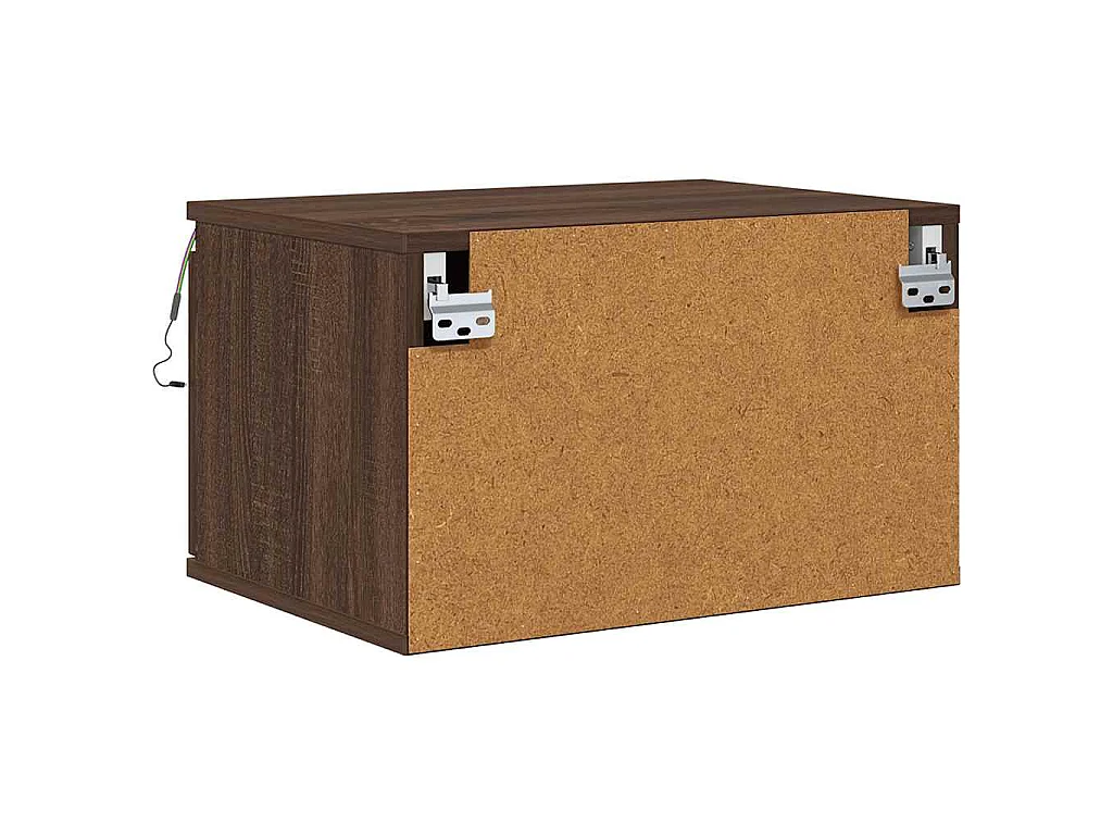 Comodino a Parete con luci LED Rovere Marrone