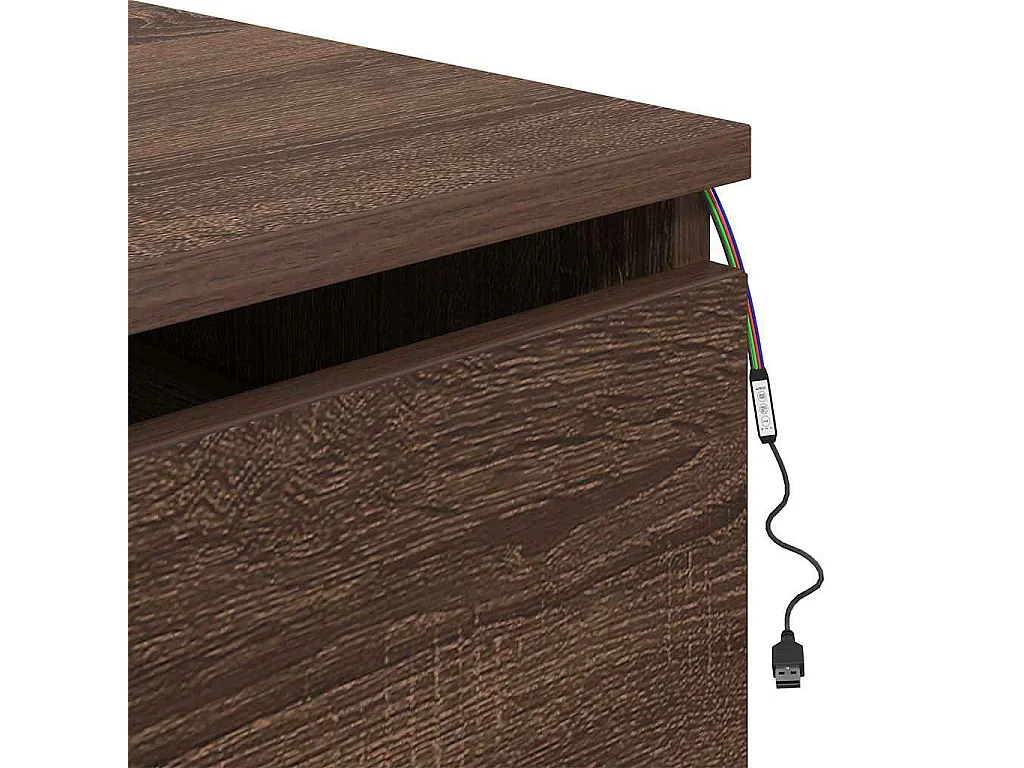 Comodino a Parete con luci LED Rovere Marrone