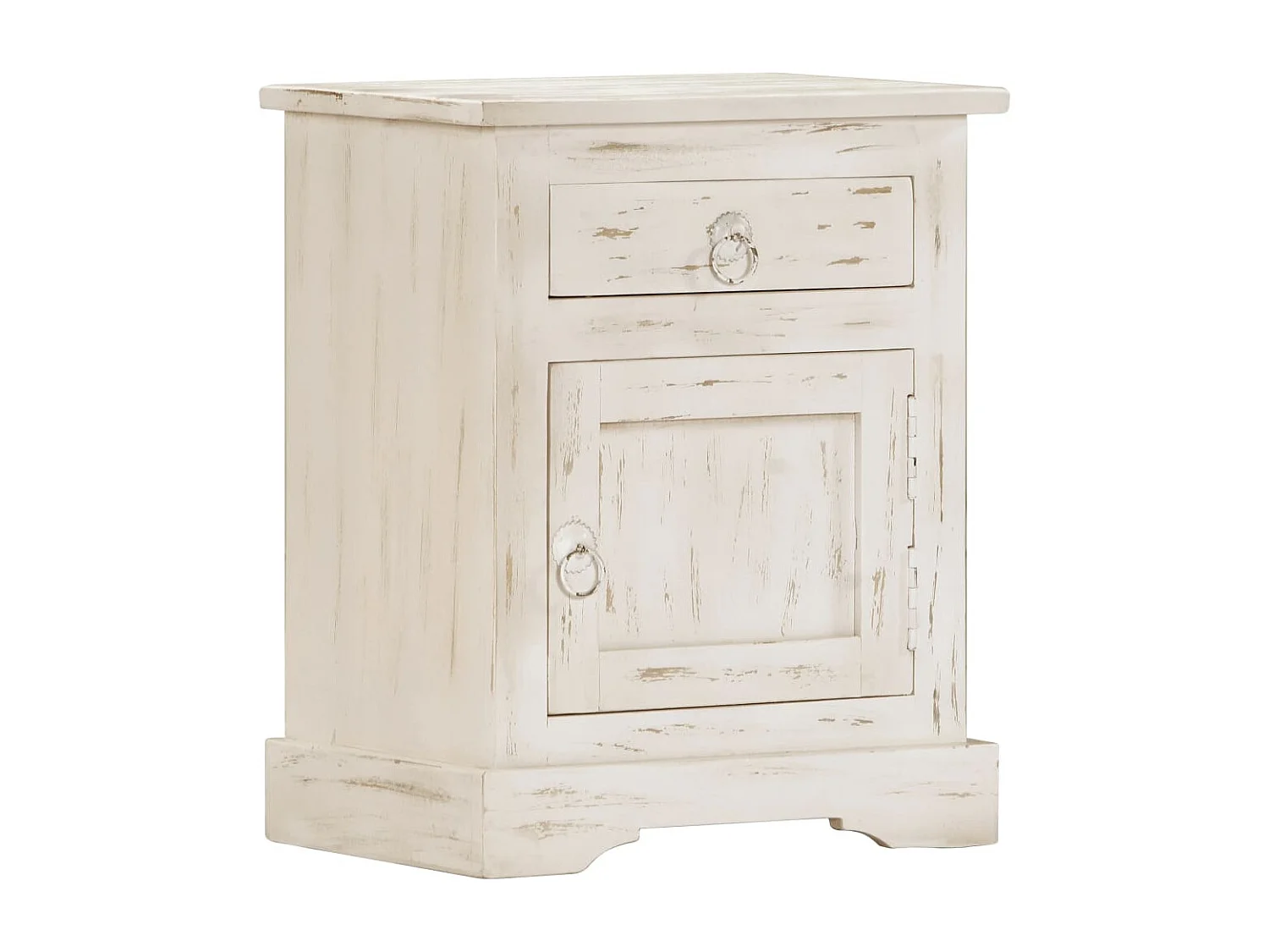 Table de chevet Blanc 40 x 30 x 50 cm Bois de manguier massif