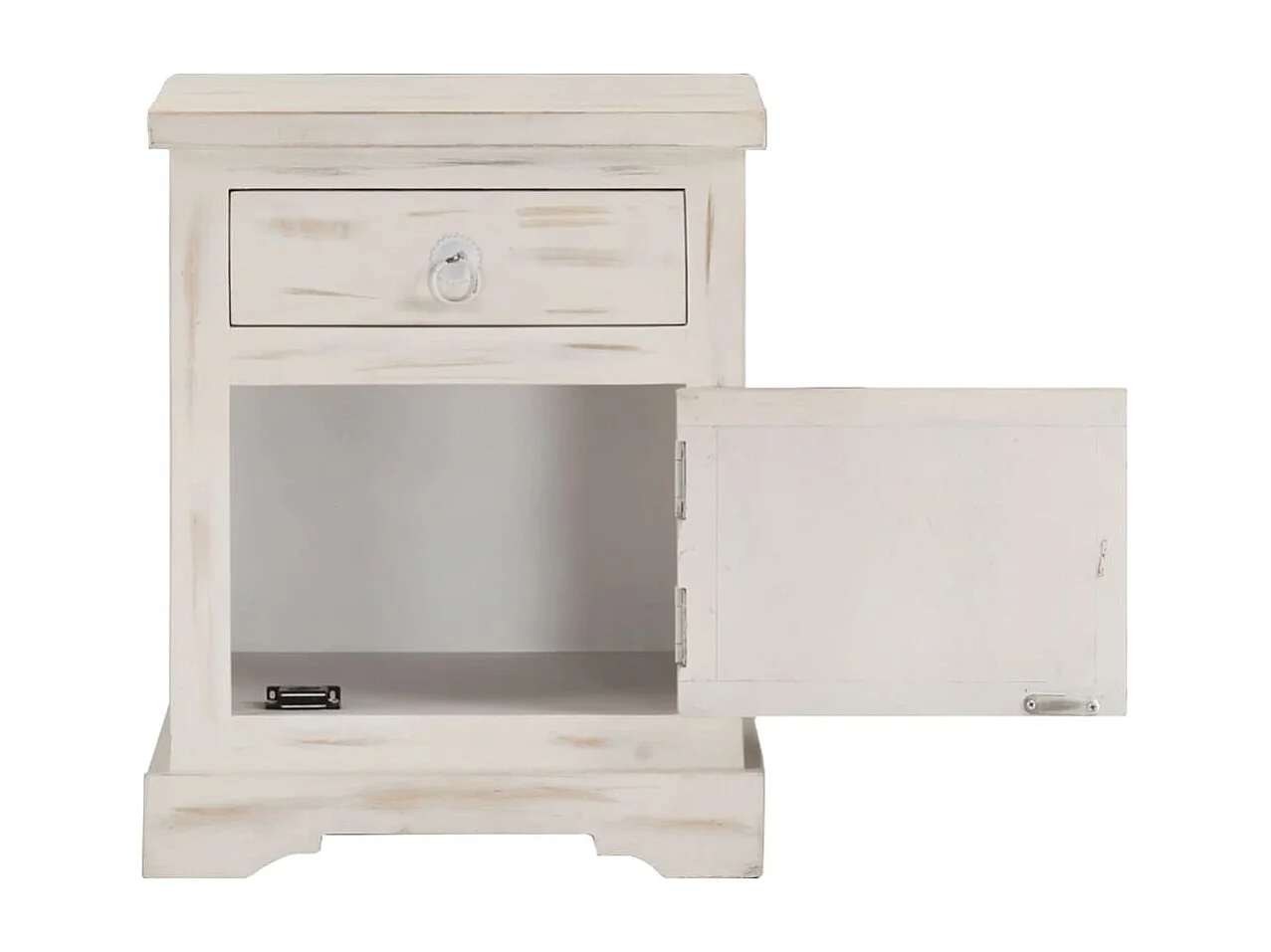 Table de chevet Blanc 40 x 30 x 50 cm Bois de manguier massif