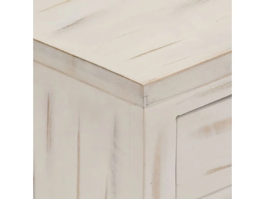 Table de chevet Blanc 40 x 30 x 50 cm Bois de manguier massif