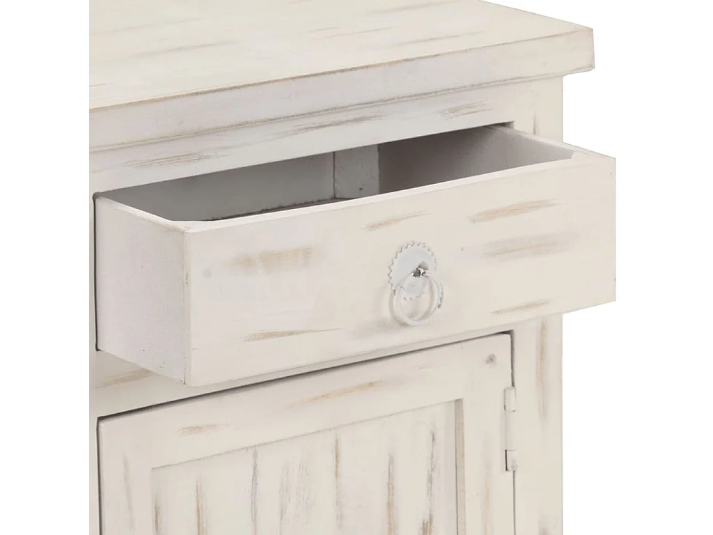 Table de chevet Blanc 40 x 30 x 50 cm Bois de manguier massif