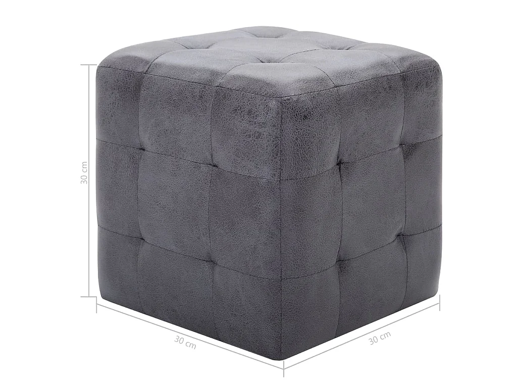 Comodini 2 pz Grigio 30x30x30 cm in Similpelle Scamosciata