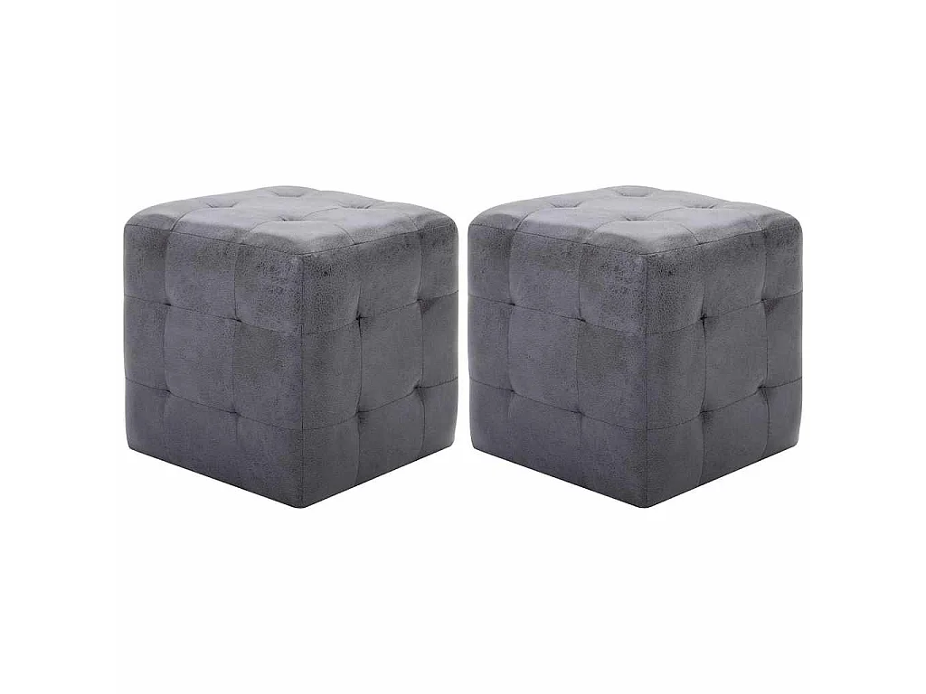 2 pcs Tables de chevet Gris 30x30x30 cm Similicuir daim