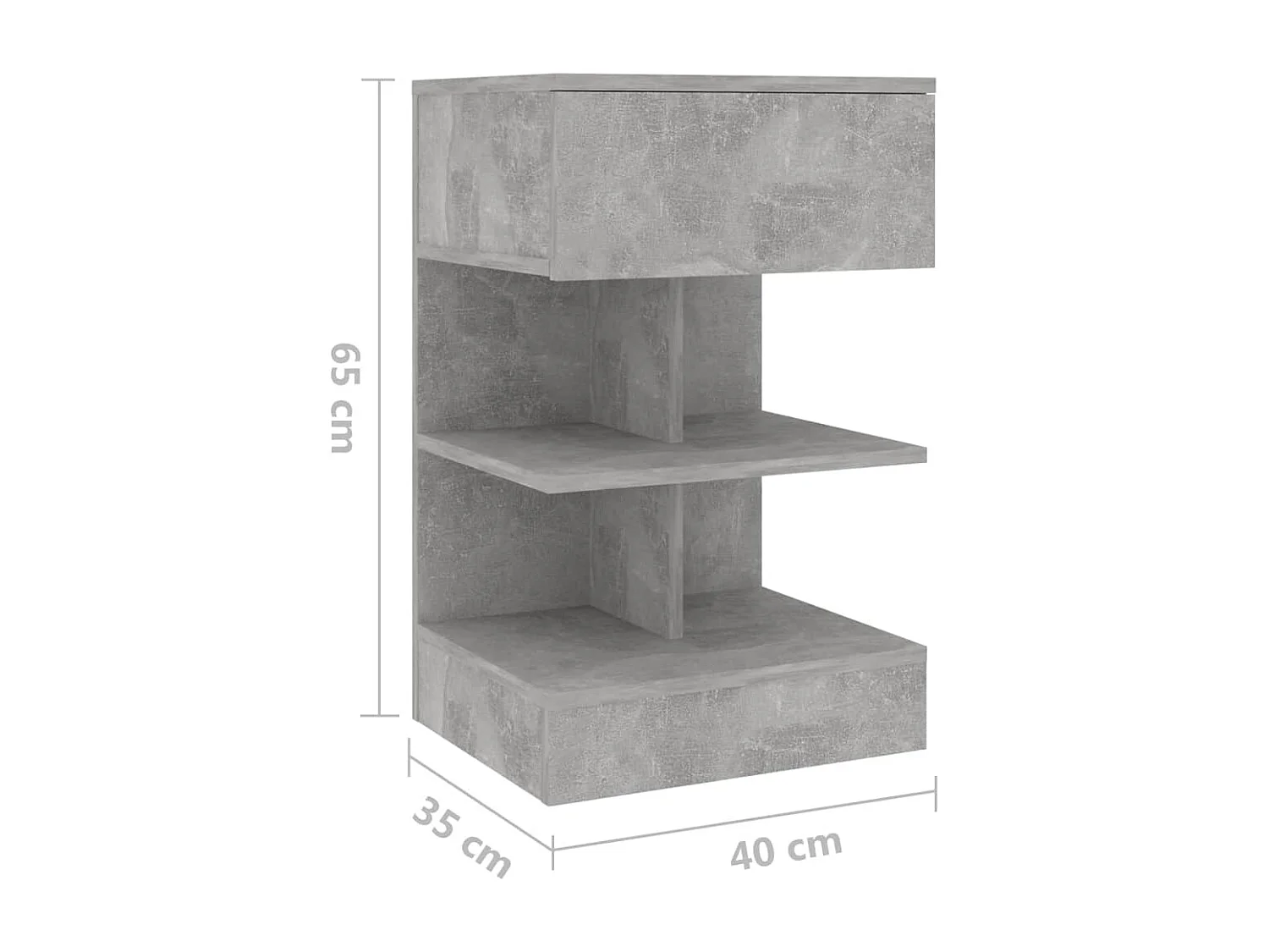 Table de chevet Gris béton 40x35x65 cm Bois d’ingénierie